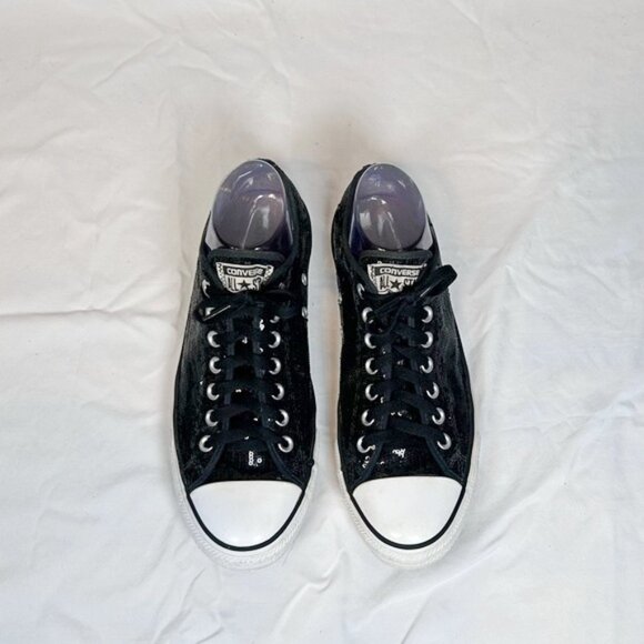 Converse All-Star Chuck Taylor Black Sequin Low Top Sneakers~M-9/W-11~ - Picture 3 of 7